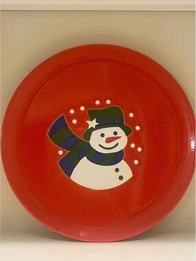 Waechtersbach salad plates Christmas Holiday Snowman Face Red Germany